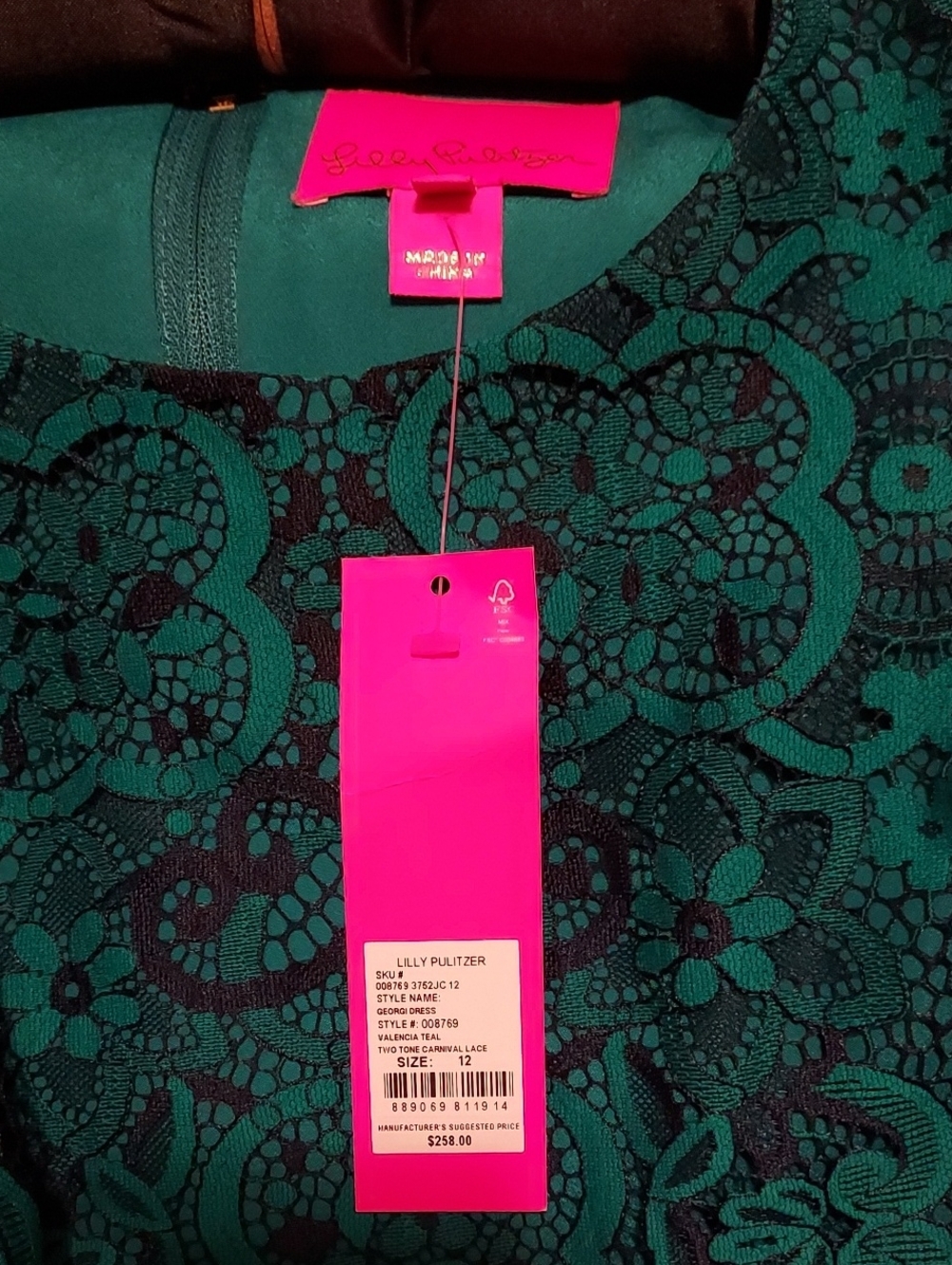 Lilly Pulitzer Teal Lace Shift Dress - Picture 2 of 9